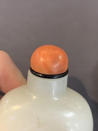 Seven Chinese white and celadon jade snuff bottles, 19th C.