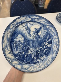 A set of six fine blue and white Dutch Delftware 'The Way of the Cross' plates, Rotterdam, ca. 1740-1750