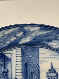 A set of six fine blue and white Dutch Delftware 'The Way of the Cross' plates, Rotterdam, ca. 1740-1750