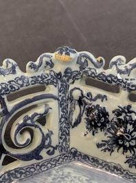 A fine and large blue and white Dutch Delft 'Frederic van Frytom-style' reticulated basket, 17th C.