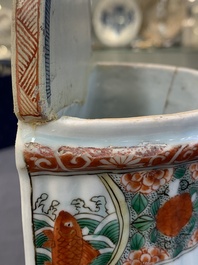 A Chinese famille verte fountain and basin with birds among flowering branches, Kangxi
