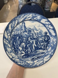 A set of six fine blue and white Dutch Delftware 'The Way of the Cross' plates, Rotterdam, ca. 1740-1750