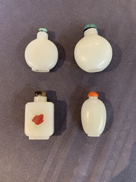 Seven Chinese white and celadon jade snuff bottles, 19th C.