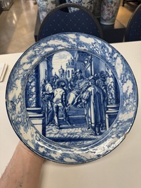 A set of six fine blue and white Dutch Delftware 'The Way of the Cross' plates, Rotterdam, ca. 1740-1750