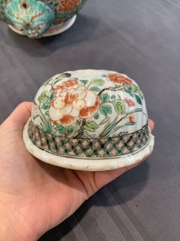 A Chinese famille verte fountain and basin with birds among flowering branches, Kangxi