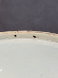 A Chinese famille verte fountain and basin with birds among flowering branches, Kangxi