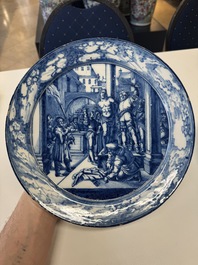 A set of six fine blue and white Dutch Delftware 'The Way of the Cross' plates, Rotterdam, ca. 1740-1750