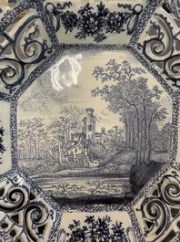 A fine and large blue and white Dutch Delft 'Frederic van Frytom-style' reticulated basket, 17th C.
