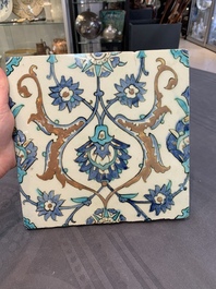 A polychrome Iznik pottery tile with floral design, Turkey, 17th C.