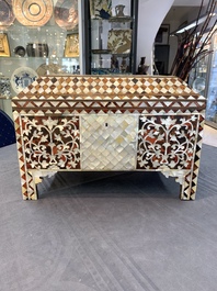 A rare and fine Ottoman mother-of-pearl and tortoiseshell-inlaid casket, 18/19th C.