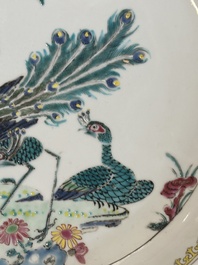 A Chinese famille rose 'quail' dish and a 'peacock' dish, Yongzheng