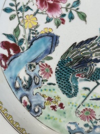 A Chinese famille rose 'quail' dish and a 'peacock' dish, Yongzheng