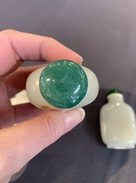 Seven Chinese white and celadon jade snuff bottles, 19th C.