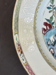 A Chinese famille rose 'quail' dish and a 'peacock' dish, Yongzheng