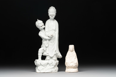 A Chinese Dehua blanc de Chine 'Kuixing' group and a Guanyin, 19th C.