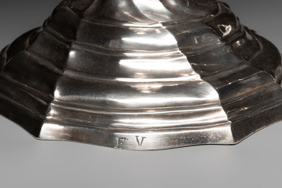 A pair of silver candlesticks, Ghent, dated 1782