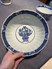 A Chinese blue and white 'floral 'bowl and an 'aquatic animals' bowl, Kangxi