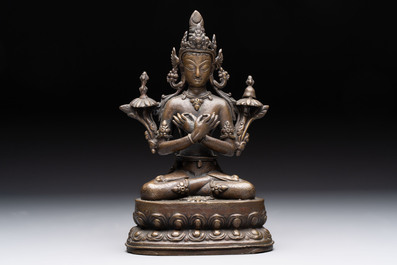 A Sino-Tibetan bronze Bodhisattva, a Thai Buddha and a phurba, 18/19th C.
