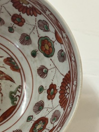 A Chinese wucai 'dragon and phoenix' bowl, Shi 石 mark, Transitional period