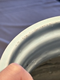 A fine Chinese blue and white 'dragon' vase with mythical-beast-shaped handles, probably Yuan
