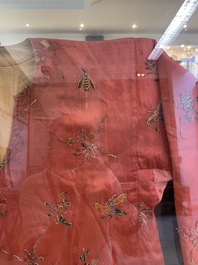 Two embroidered silk and cotton robes for the Straits or Peranakan market, Southeast Asia, 20th C.