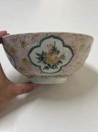 A Chinese wucai 'pomegranate, peony and rabbit' bowl, Transitional period