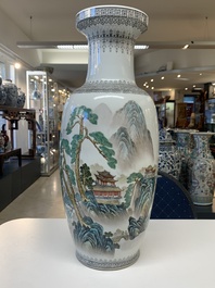 Four Chinese famille rose vases, Qianlong mark, 20th C.
