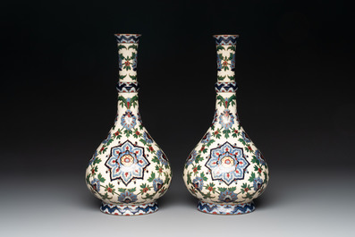A pair of German Iznik-style bottle vases, ca. 1900
