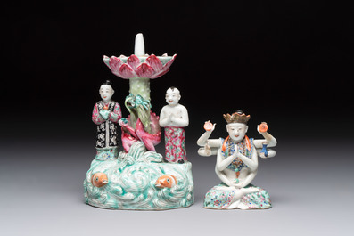 A Chinese famille rose two-piece group of Doumu 斗母 and attendants, Republic