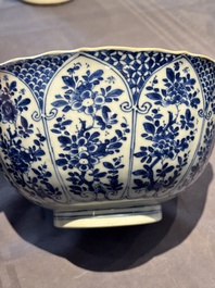 A Chinese blue and white 'floral 'bowl and an 'aquatic animals' bowl, Kangxi