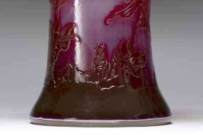 &Eacute;mile Gall&eacute; (1846-1904): A large cameo glass vase with floral design, signed, ca. 1900