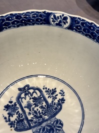 A Chinese blue and white 'floral 'bowl and an 'aquatic animals' bowl, Kangxi