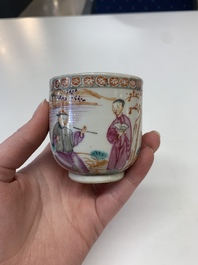 A collection of nine Chinese blue, white and famille rose wares, 18/19th C.