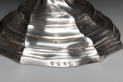 A pair of silver candlesticks, Ghent, dated 1782