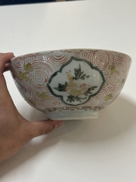 A Chinese wucai 'pomegranate, peony and rabbit' bowl, Transitional period