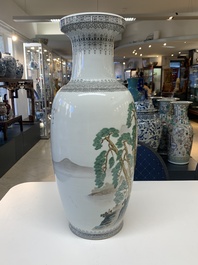 Four Chinese famille rose vases, Qianlong mark, 20th C.