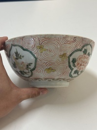 A Chinese wucai 'pomegranate, peony and rabbit' bowl, Transitional period