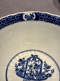 A Chinese blue and white 'floral 'bowl and an 'aquatic animals' bowl, Kangxi