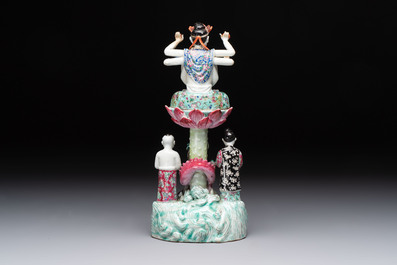 A Chinese famille rose two-piece group of Doumu 斗母 and attendants, Republic
