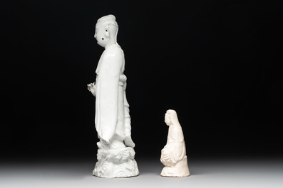 A Chinese Dehua blanc de Chine 'Kuixing' group and a Guanyin, 19th C.