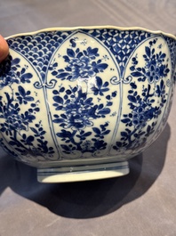 A Chinese blue and white 'floral 'bowl and an 'aquatic animals' bowl, Kangxi
