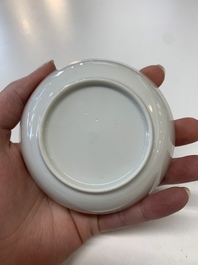 Eight Chinese Canton famille rose cups, 14 saucers and a teapot, Qianlong