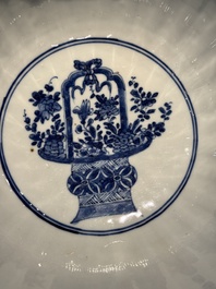 A Chinese blue and white 'floral 'bowl and an 'aquatic animals' bowl, Kangxi