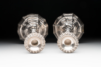 A pair of silver candlesticks, Ghent, dated 1782