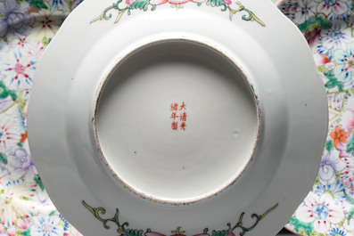 Nine Chinese famille rose and qianjiang cai wares, 19/20th C.