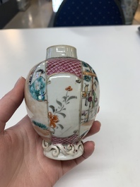 A collection of nine Chinese blue, white and famille rose wares, 18/19th C.
