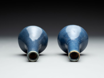 A pair of Chinese powder-blue vases and a blue and white 'Hatcher Cargo' vase, Transitional period