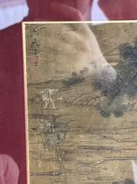 After Tang Yan 唐寅 (1470&mdash;1523): 'Buffalo and sage', ink and colour on silk, signed Liuru Jushi 六如居士, 18/19th C.