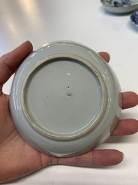 A collection of 24 Chinese blue, white and polychrome wares, 18th C.