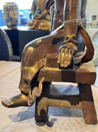 A large Chinese gilt bronze seated Bodhisattva, 20th C.
